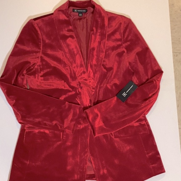 INC International Concepts Jackets & Blazers - International Concepts Valvet Blazer Red Sized S
